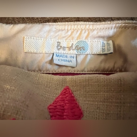 Boden Women's Size US 6 Petite Skirt Textured Embroidered Pink Diamond ALine B38 - Picture 4 of 7